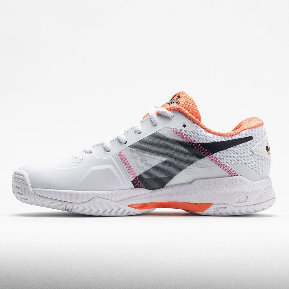 Diadora Trofeo AG Pickleball Women's White/Black/Vermillion Orange - Image 2