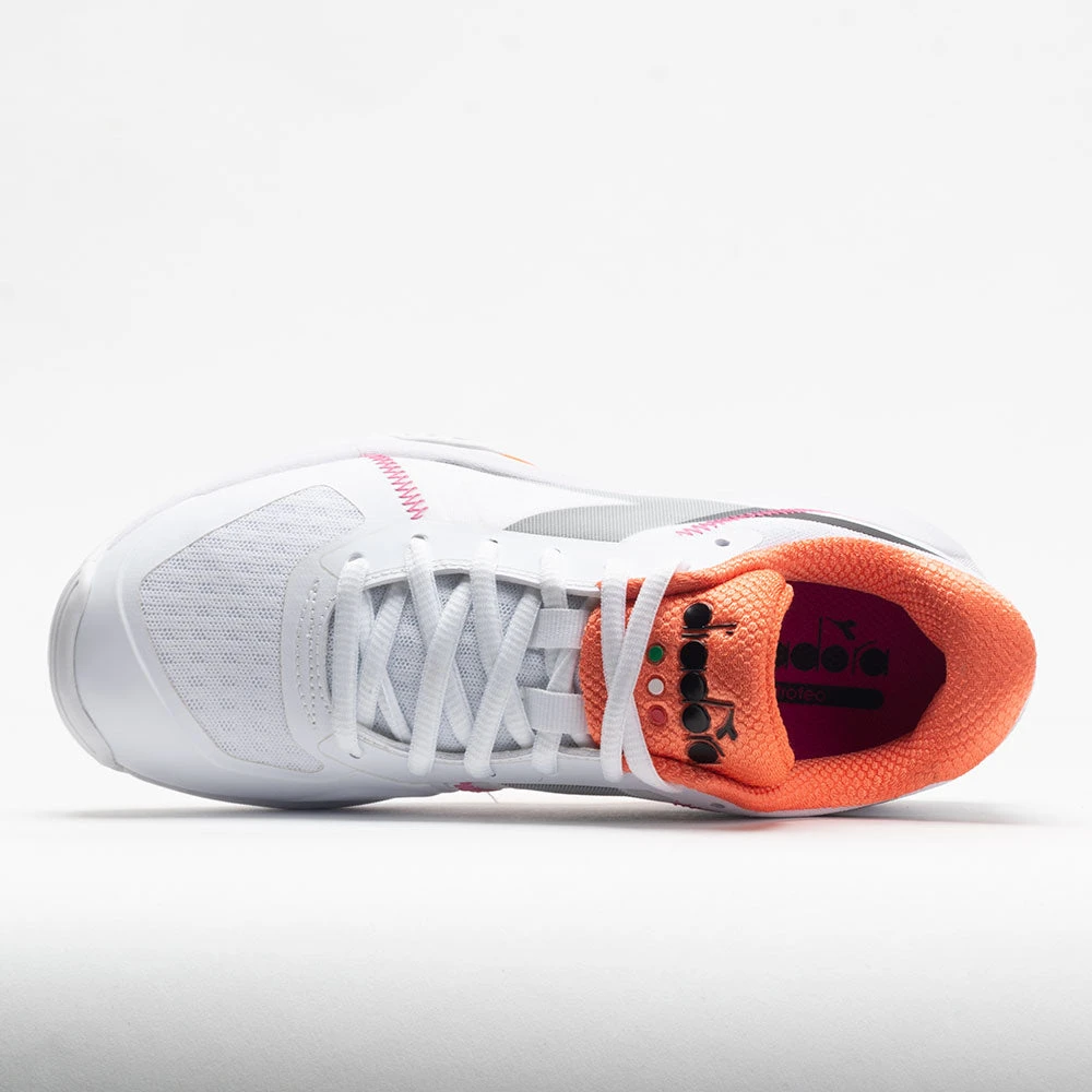 Diadora Trofeo AG Pickleball Women's White/Black/Vermillion Orange - Image 3